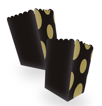 CAJA CRISPETERA X 6 UD NEGRO GOLD LINEA POLKA
