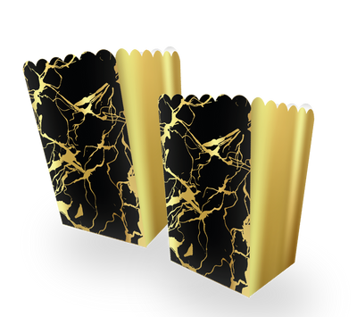CAJA CRISPETERA X 6 UD METALIZADO MARMOL NEGRO GOLD