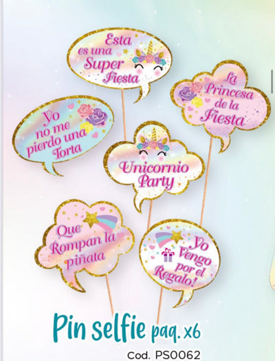 PIN SELFIE X 6 UNICORNIO