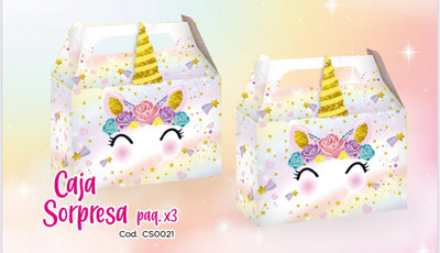 CAJA SORPRESA X3 UD UNICORNIO ADULTO