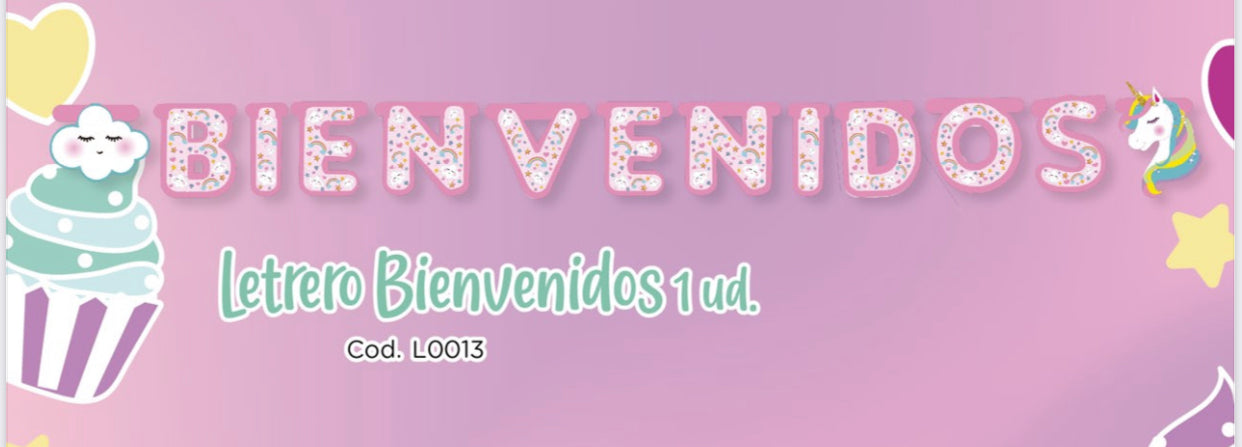 LETRERO BIENVENIDOS UNICORNIO INFANTIL