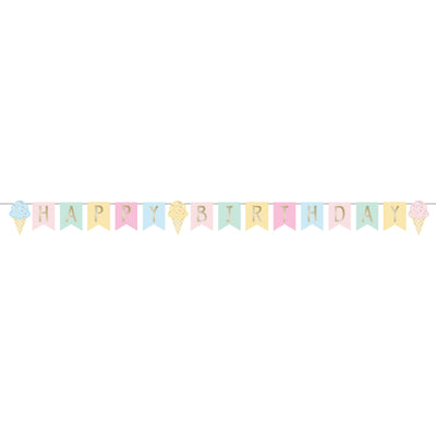 Ice Cream Party Guirnalda/Banner Feliz Cumpleaños