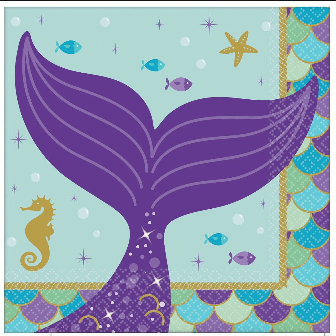 Mermaid Sirena Fun Servilletas