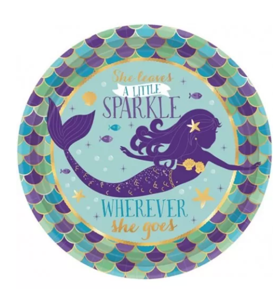 Mermaid Sirena Fun Platos