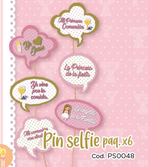 PIN SELFIE X6 UD PRIMERA COMUNION NIÑA