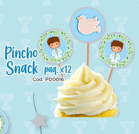 PALILLOS DECORADORES CUPCAKE X 12 PRIMERA COMUNION NIÑO