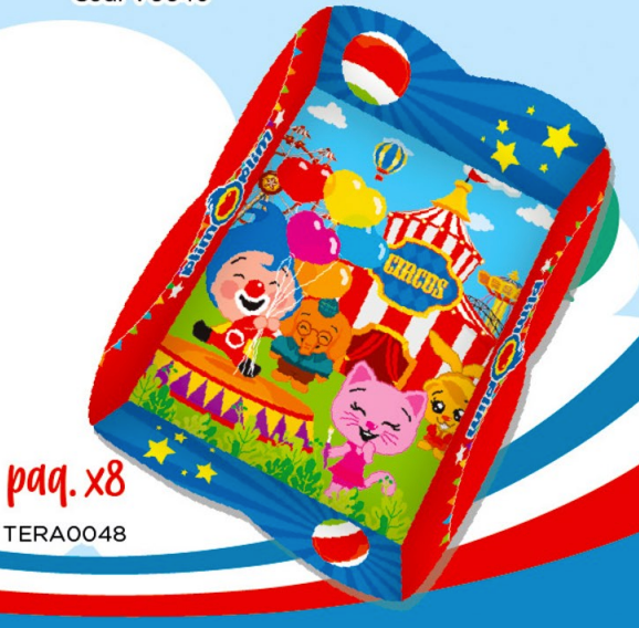 Tortera Platos Payaso Plim Plim (x8u)