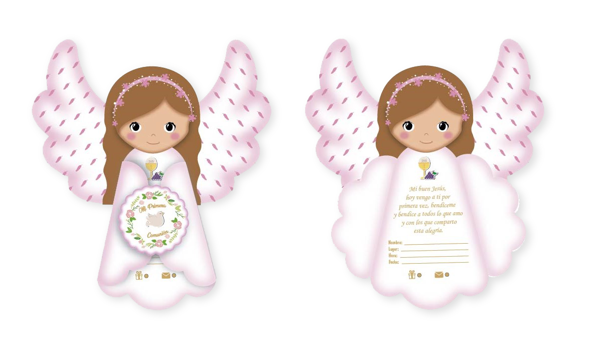 TARJETA ANGEL X 6 UD PRIMERA COMUNION NIÑA