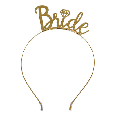 Diadema de novia dorada metalizada