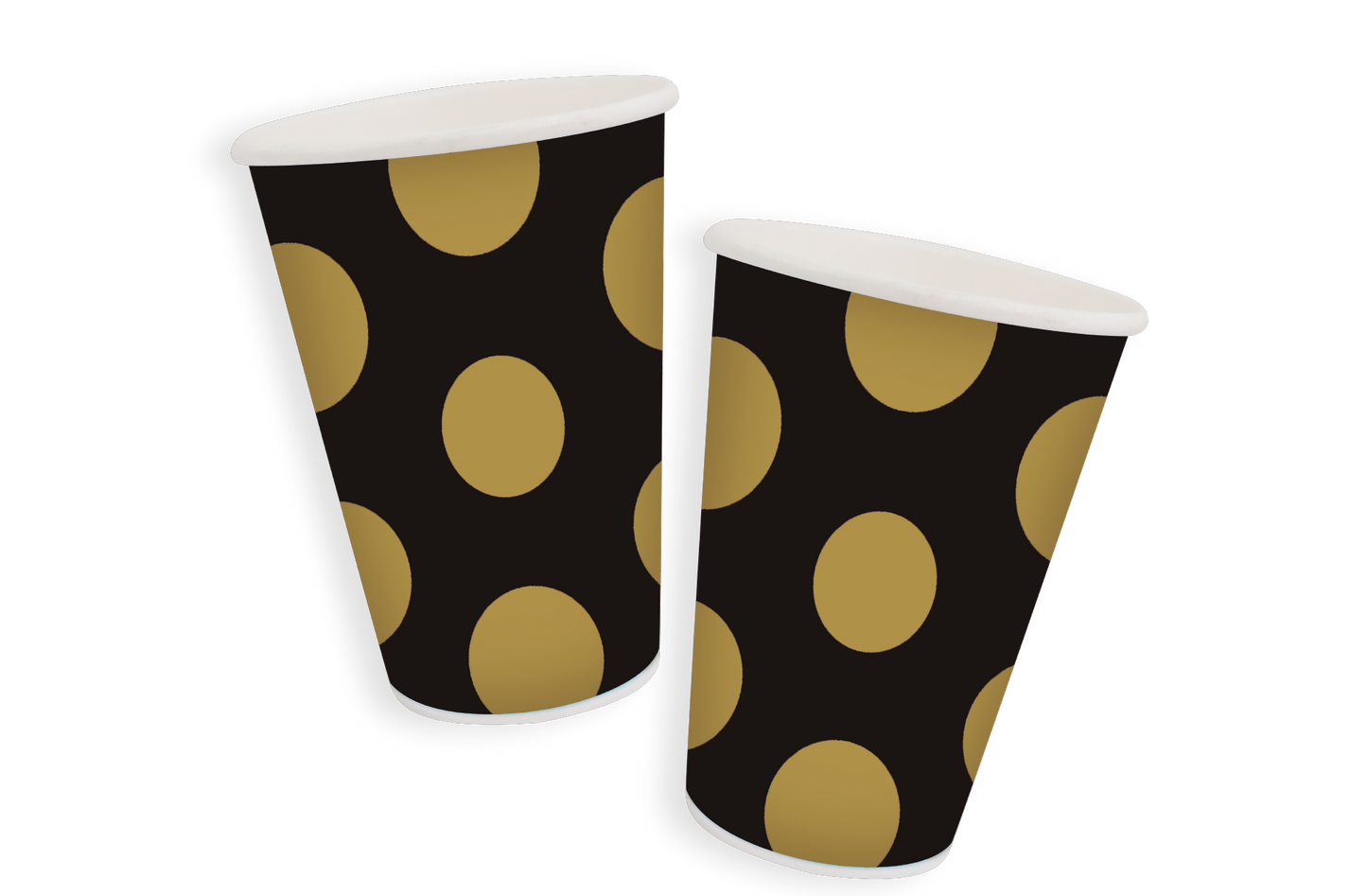 VASO  LINEA POLKA NEGRO y DORADO
