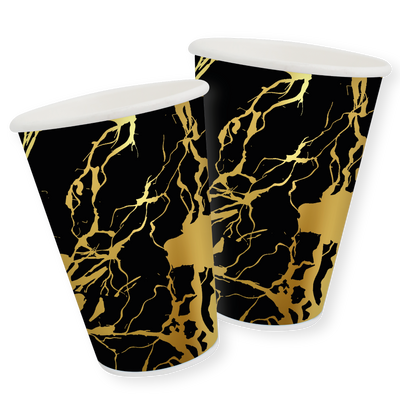 VASO METALIZADO X8 UD MARMOL NEGRO GOLD