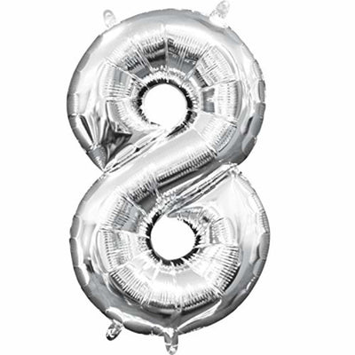 Balloon Air-Filled Number "8"- Silver