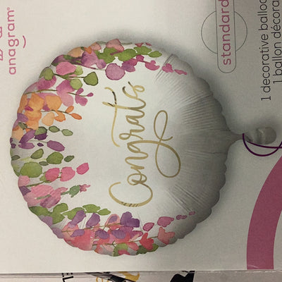 18" CONGRATS SATIN ROMANTIC FLORAL