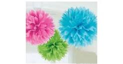 Decoración Pompones Esponjosos Rosa Azul Verde Multi
