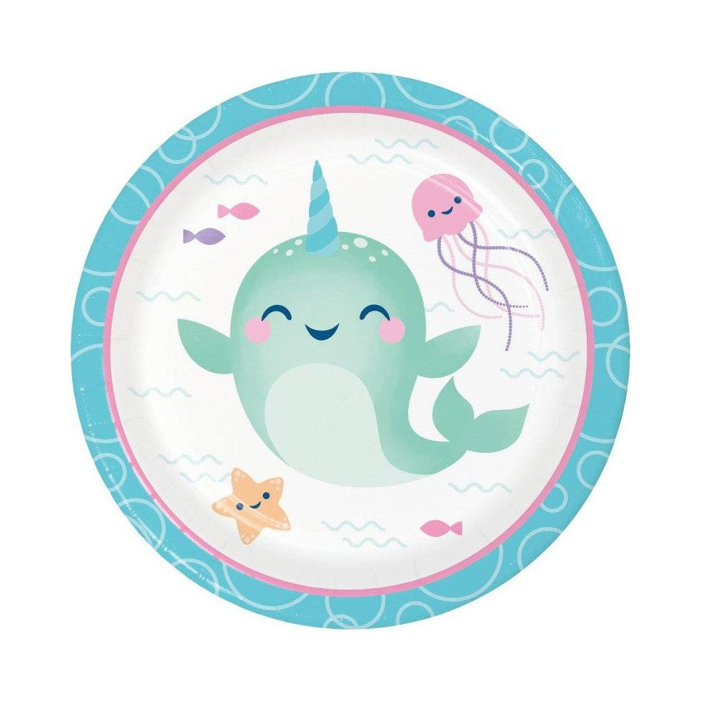 Narwhal Party Platos Redondos Carton