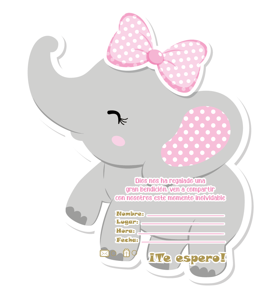 Tarejta Elefante Niña 6pcs