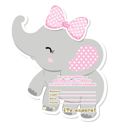 Tarejta Elefante Niña 6pcs