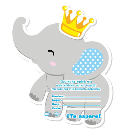 Tarjeta Elefante Niño 6pcs